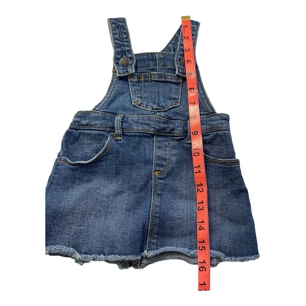 Old Navy Medium Wash Denim Overall Raw Hem Dress Size 12-18 Months